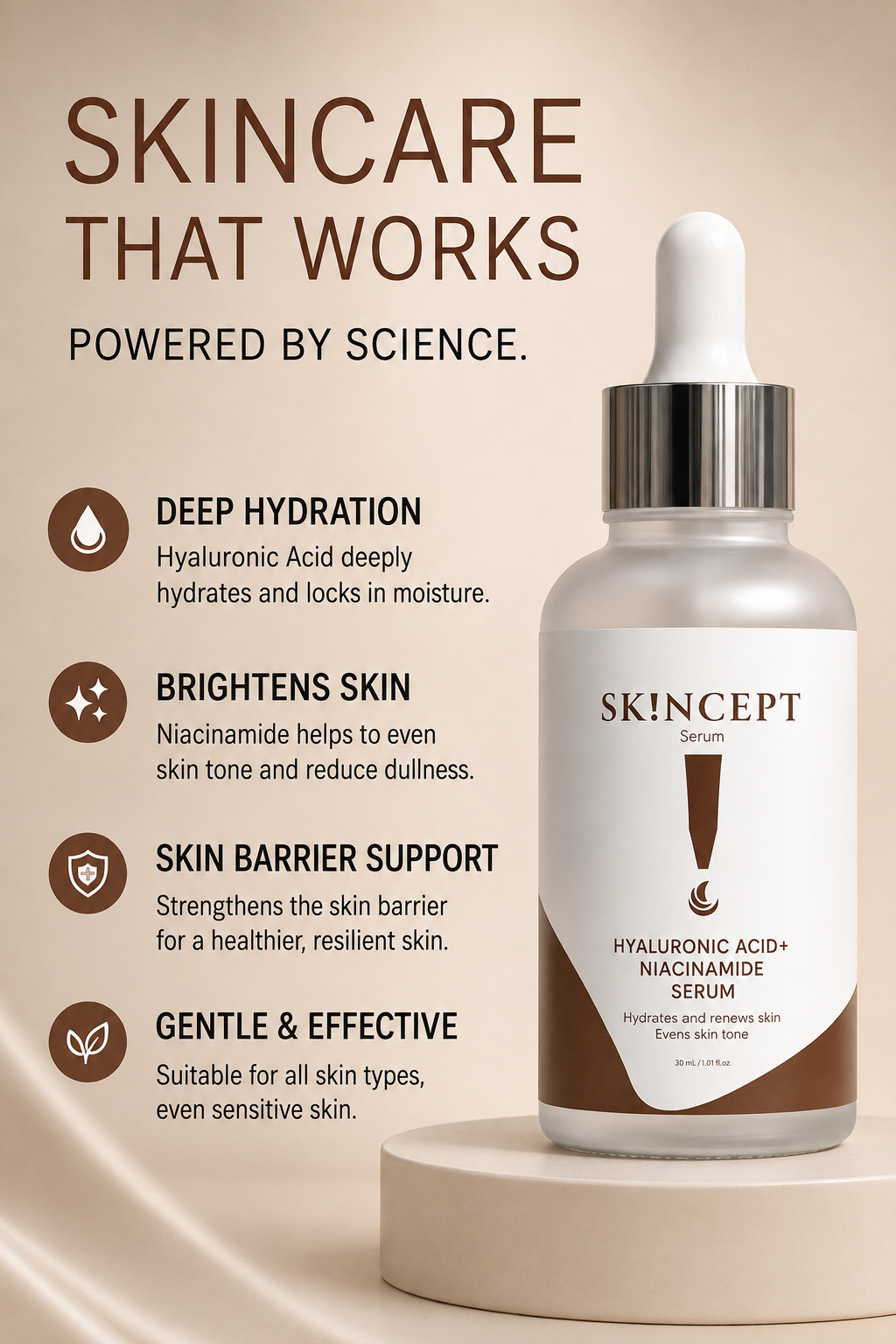 SKINCEPT Vitamin C SPF 50+ Sunblock &amp; Hyaluronic Acid + Niacinamide Serum – Exclusive Bundle